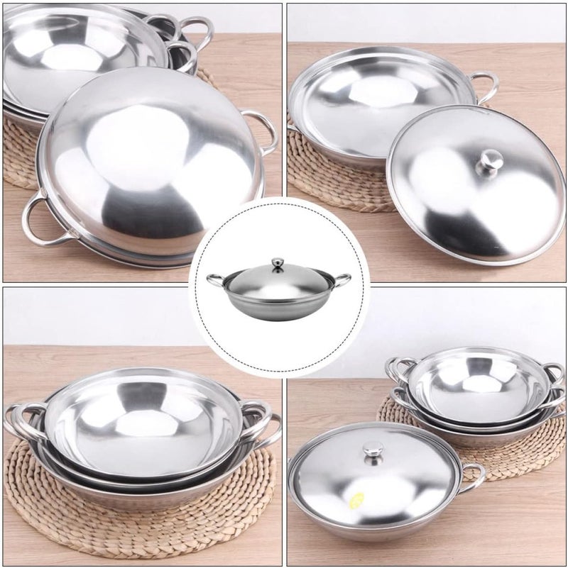 Stainless Steel Seafood Non Stick Wok Casserole Pot Cooking Wok Pot with Handle Pot,22X22X10CM - Image 2