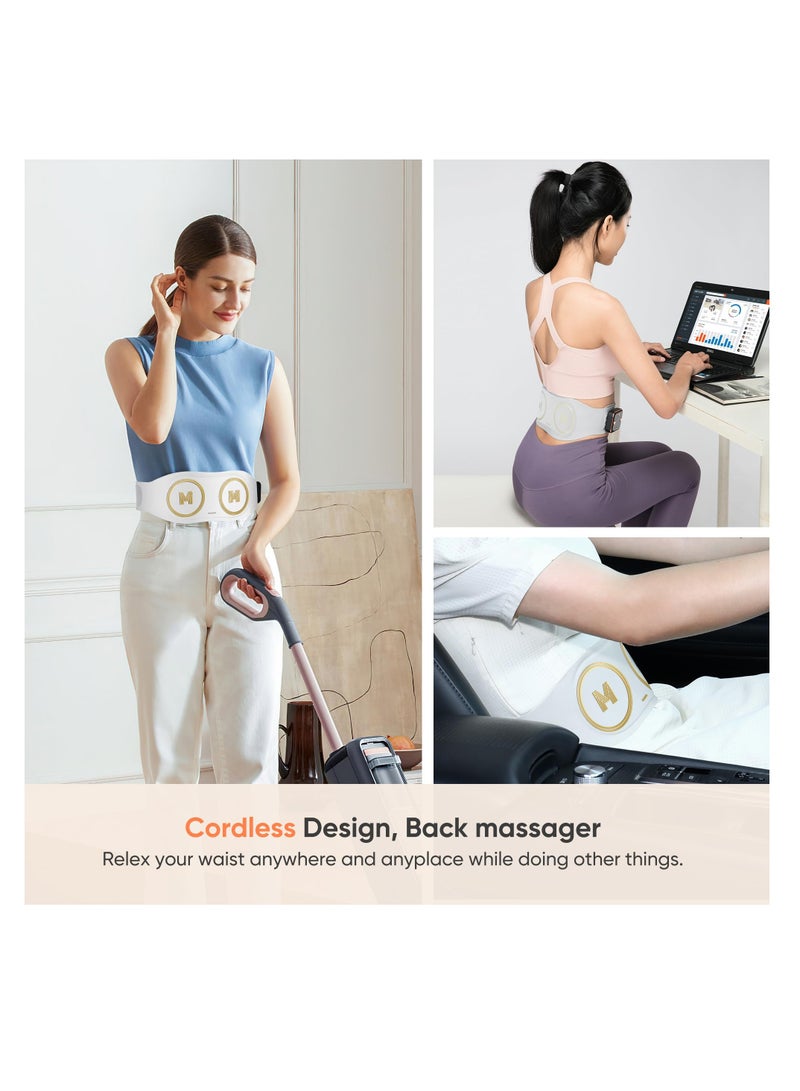 SYOSI Back Massager, Shiatsu Back Massager, Portable Electric Back Massager, For Back Pain deep Tissue, Heating Pad, Back Massager Belt Cordless, Relieve pain, Gift for Women (White) - Image 3