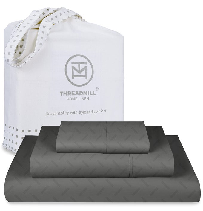 COTTON TWIN SHEET SET 100 COTTON SHEETS FOR TWIN SIZE BED DAMASK JACQUARD SATEEN TWIN BED SHEETS SET WITH 16 DEEP POCKET SOFT BREATHABLE 3PIECE COOLING SHEET SET DARK GREY