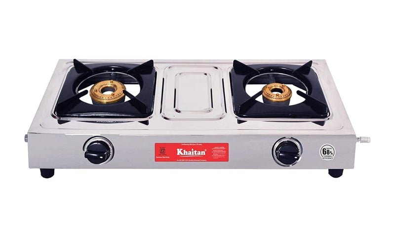 Khaitan 2 Burner Classic Stainless Steel Manual Gas Stove (2 Burners) - Image 1
