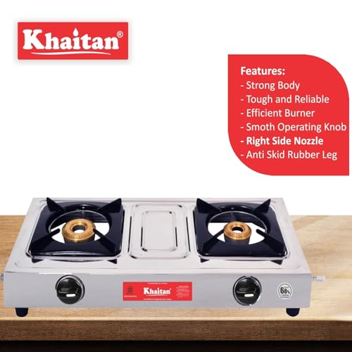 Khaitan 2 Burner Classic Stainless Steel Manual Gas Stove (2 Burners) - Image 3