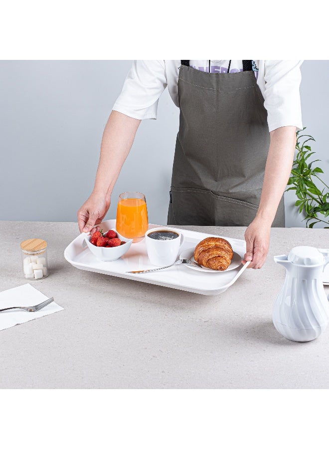 Restaurantware Voga 17.9 x 12.6 Inch Serving Tray, 1 Rectangle Outdoor Tray - With Handles, Raised Edges, White Melamine Platter Tray, Dishwasher-Safe, For Meals, Appetizers, And Snacks - Image 5