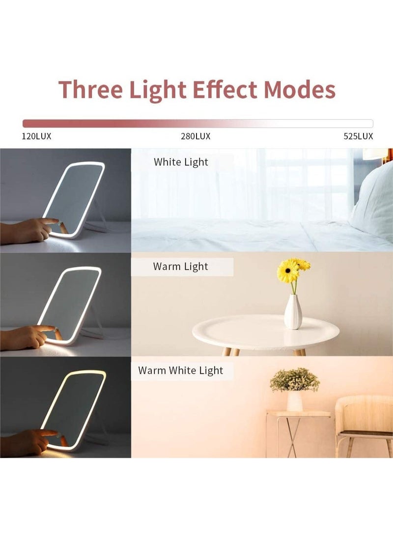 JZS Makeup Mirror with Lights, USB Rechargeable Vanity Mirror, Touch Adjustable 3 Color Lighting Modes Lighted Makeup Mirror, LED Brightness Adjustable Portable Makeup Mirror for Makeup Desk - Image 3