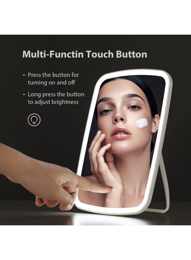 JZS Makeup Mirror with Lights, USB Rechargeable Vanity Mirror, Touch Adjustable 3 Color Lighting Modes Lighted Makeup Mirror, LED Brightness Adjustable Portable Makeup Mirror for Makeup Desk - Image 2