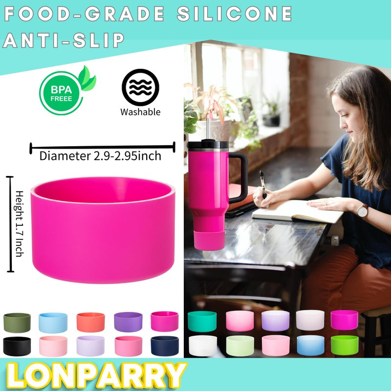 LONPARRY 4-Pack Silicone Boot for Stanley Cup Quencher IceFlow Rubber Bottom Sleeve Protector for Stanley Tumbler HydroFlask Car Travel Cup Bottle Bottom (Carnation+Pink+Coral Red+Peach) - Image 4