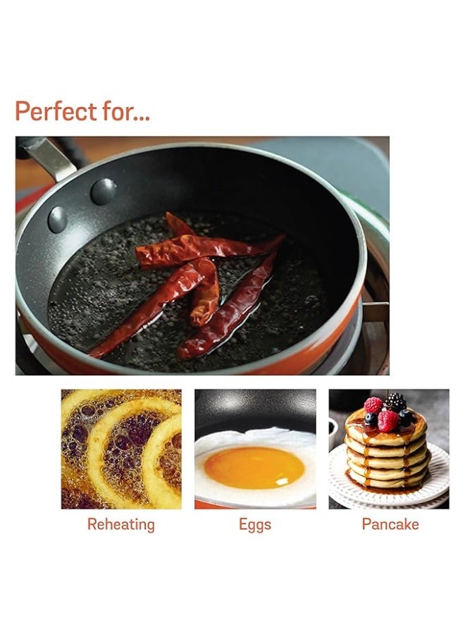 Meyer Non Stick Mini Fry Pan | Tadka Pan | Omelette Pan Non Stick | Egg Pan | Frying Pan Nonstick Small Size | Gas Stove Compatible, 12cm, Orange - Image 3
