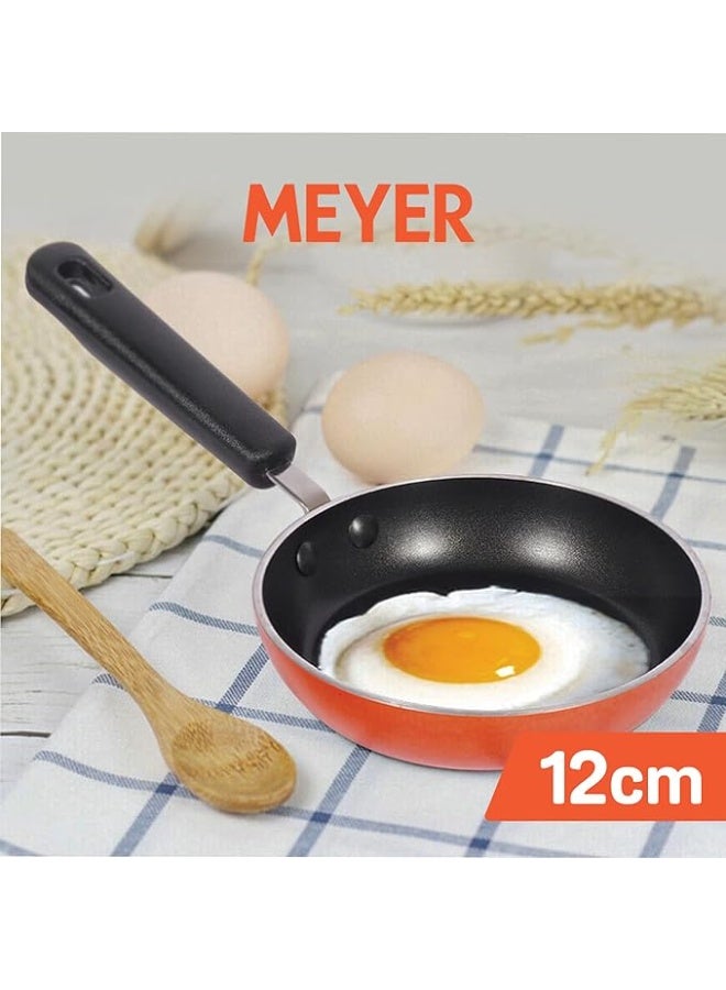 Meyer Non Stick Mini Fry Pan | Tadka Pan | Omelette Pan Non Stick | Egg Pan | Frying Pan Nonstick Small Size | Gas Stove Compatible, 12cm, Orange - Image 4