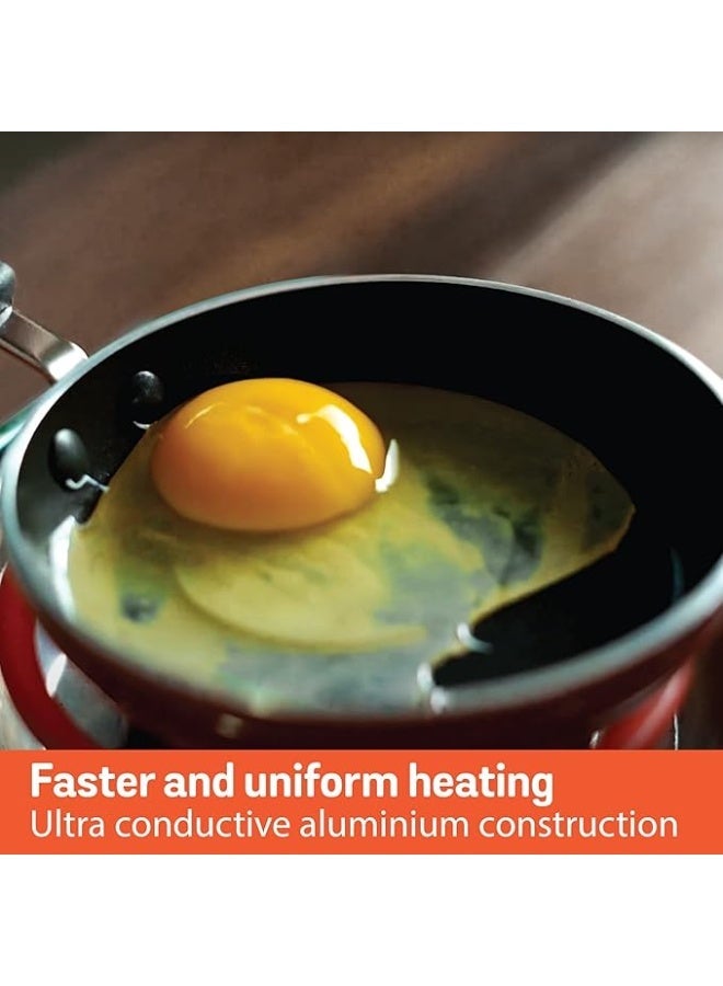 Meyer Non Stick Mini Fry Pan | Tadka Pan | Omelette Pan Non Stick | Egg Pan | Frying Pan Nonstick Small Size | Gas Stove Compatible, 12cm, Orange - Image 2
