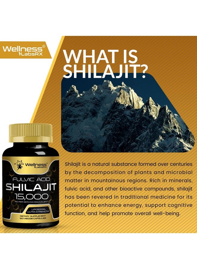 WELLNESS LABSRX Himalayan Shilajit Capsules for Men 120 Count - 1500mg - Shilajit for Men, Pure Shilajeet for Women with Naturally Occuring Fulvic Acid - Shilajet Supplement for Enhanced Energy and Immune Support - Image 4