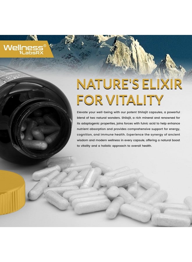 WELLNESS LABSRX Himalayan Shilajit Capsules for Men 120 Count - 1500mg - Shilajit for Men, Pure Shilajeet for Women with Naturally Occuring Fulvic Acid - Shilajet Supplement for Enhanced Energy and Immune Support - Image 5