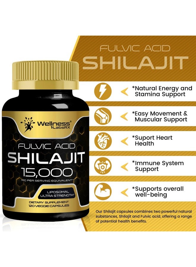 WELLNESS LABSRX Himalayan Shilajit Capsules for Men 120 Count - 1500mg - Shilajit for Men, Pure Shilajeet for Women with Naturally Occuring Fulvic Acid - Shilajet Supplement for Enhanced Energy and Immune Support - Image 3
