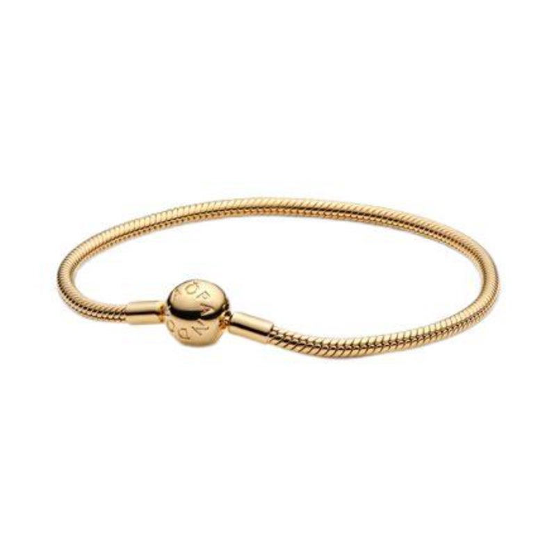 Pulsera lisa de cadena de serpiente, compatible con Pandora Moments, de abalorios, para mujer, 19 cm, 19 Cm, No es una piedra preciosa