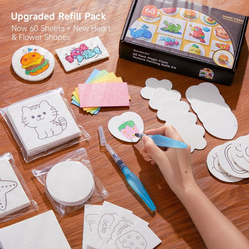 Shuttle Art 68 Pcs Magic 3D Foam Texture Painting Kit, Acrylic Paint Pens Set Including 68Pcs Foam Texture Paper - Image 4