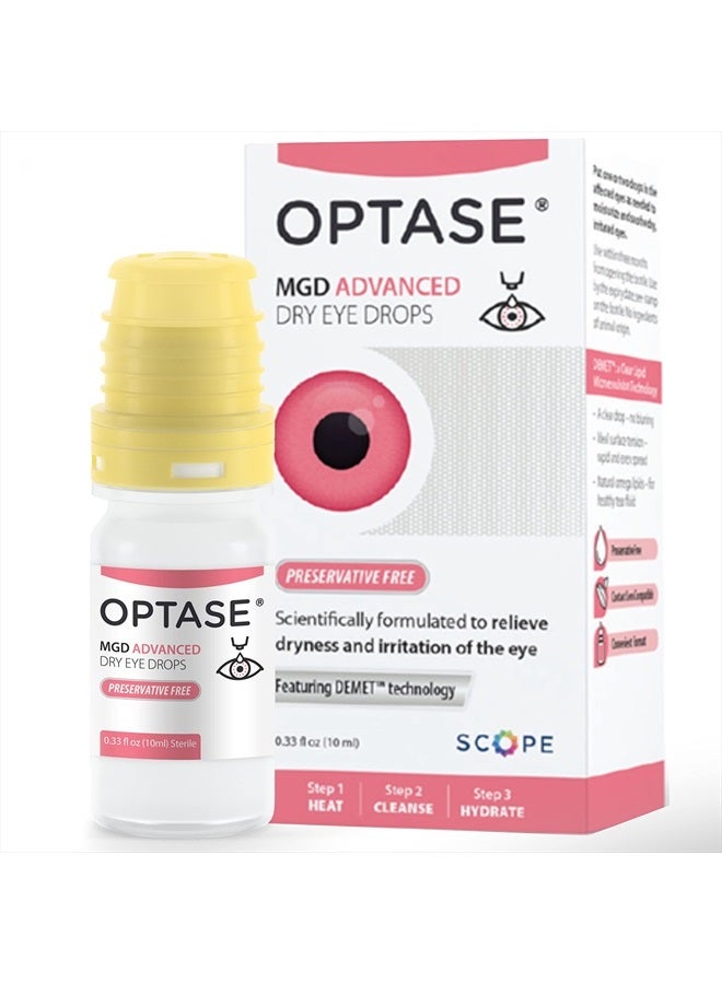 OPTASE MGD Advanced Dry Eye Drops - Preservative Free Eye Drops for Dry Eyes and MGD - Lipid-Based Artificial Tears - Demet Technology, Multidose Bottle, Contact Lens Safe - .33 fl oz, 300 Doses - Image 1