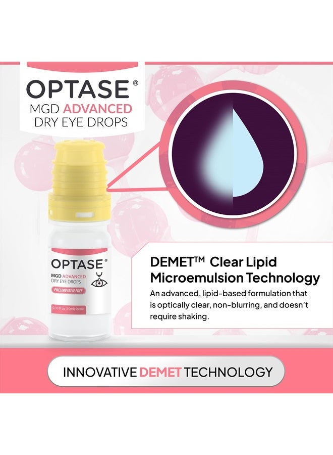 OPTASE MGD Advanced Dry Eye Drops - Preservative Free Eye Drops for Dry Eyes and MGD - Lipid-Based Artificial Tears - Demet Technology, Multidose Bottle, Contact Lens Safe - .33 fl oz, 300 Doses - Image 3