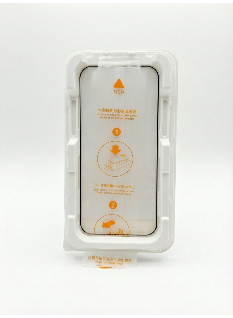 PIXEL Essentials Magic Box Clear Tempered Glass Screen Protector for iPhone 17 Pro Max | 9H Hardness | Anti-Fingerprint | Full Edge Coverage | HD Clarity | Easy Installation Frame - Image 3