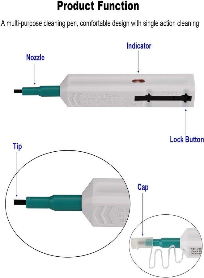 XIKKART Fiber Optic Cleaning Pen 2.5mm - One Click Fiber Cleaner For SC, FC, ST Connectors | 800+ Cleans Push Type Optical Connector Cleaner Tool for APC/UPC Ferrules For FTTH, Network, Telecom (1) - Image 2
