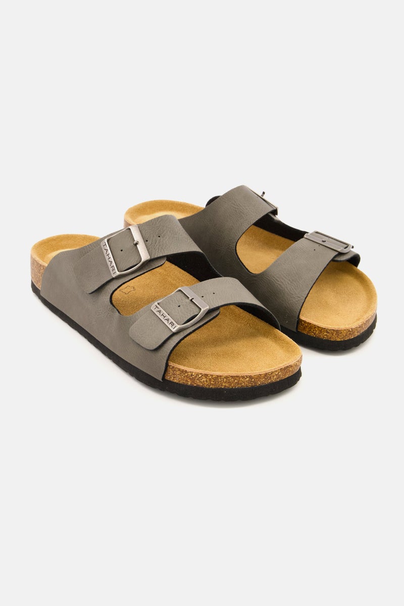 Tahari Men Slip On Synthetic Leather Sandals, Grey  - Image 1