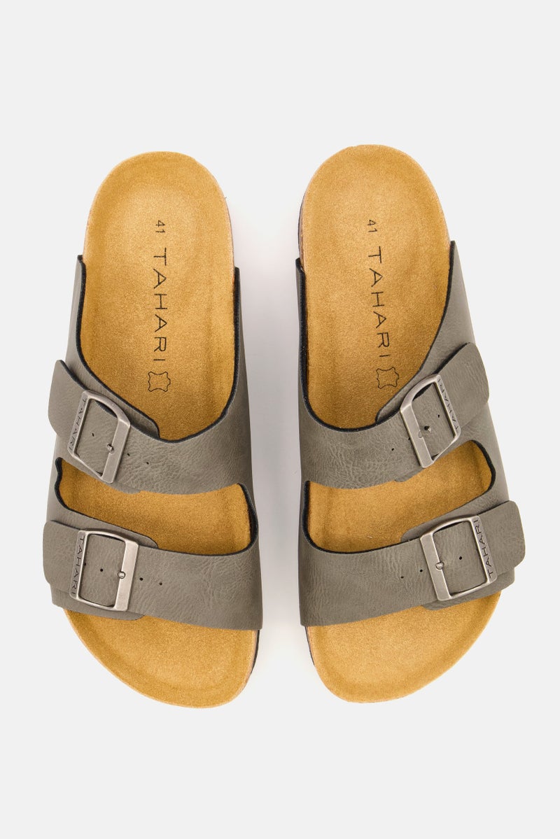 Tahari Men Slip On Synthetic Leather Sandals, Grey  - Image 2
