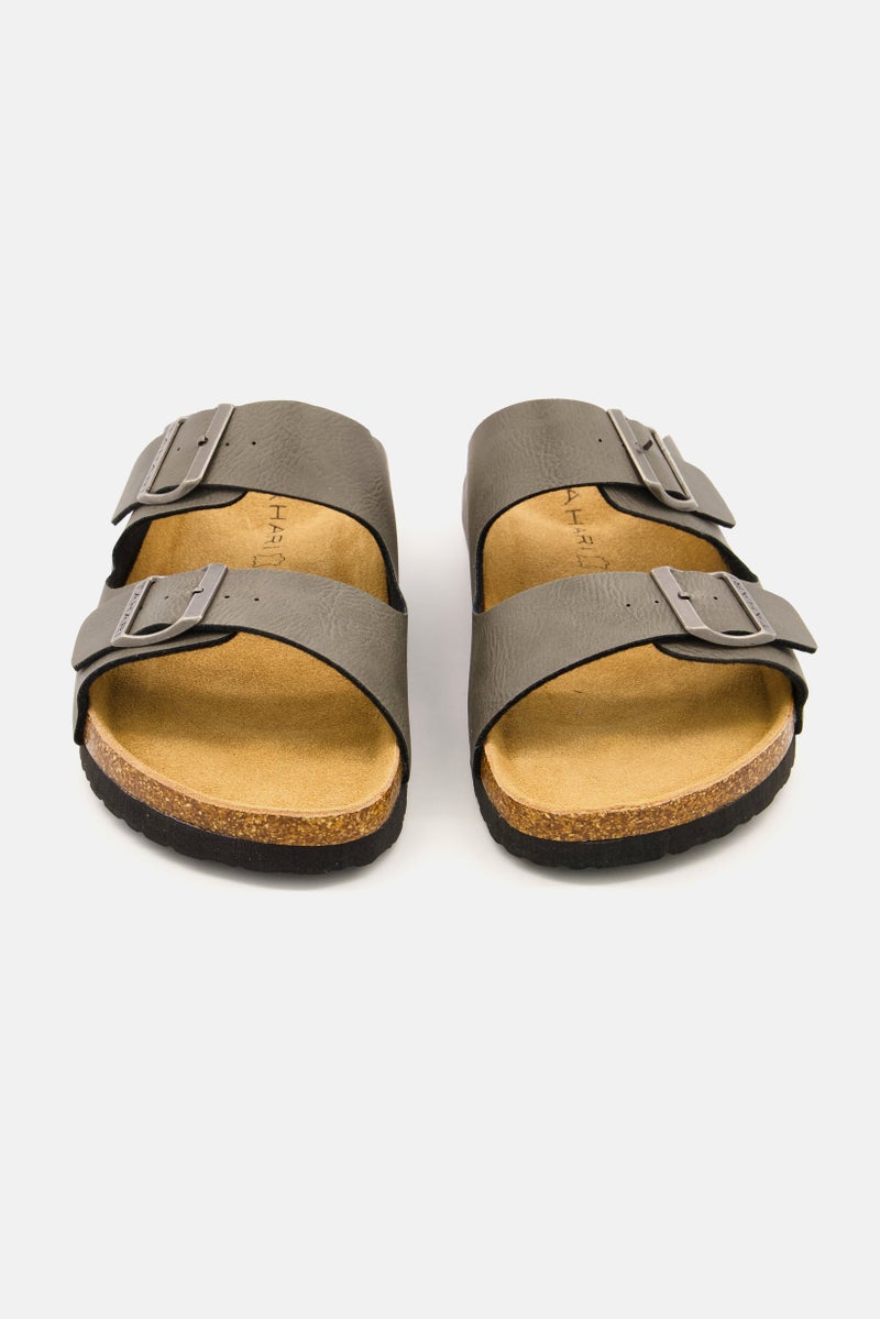 Tahari Men Slip On Synthetic Leather Sandals, Grey  - Image 3