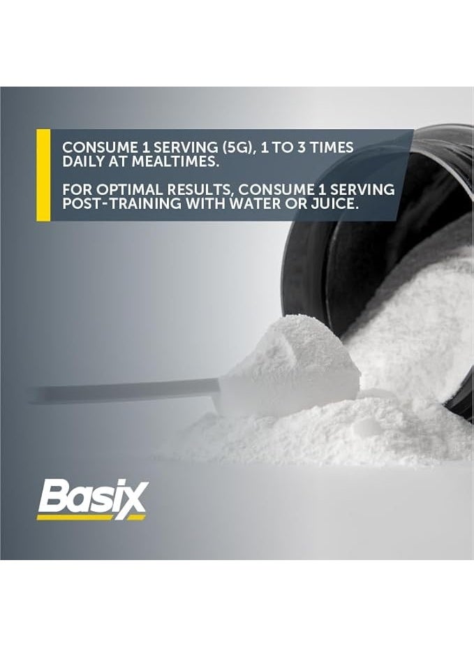 Basix L-Glutamine Powder Unflavored 300g – 5g Micronized L-Glutamine per Serving for Recovery & Muscle Support - Image 3