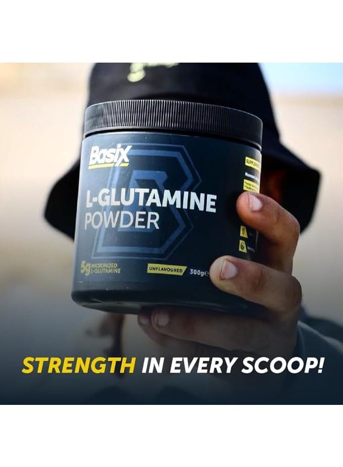 Basix L-Glutamine Powder Unflavored 300g – 5g Micronized L-Glutamine per Serving for Recovery & Muscle Support - Image 5