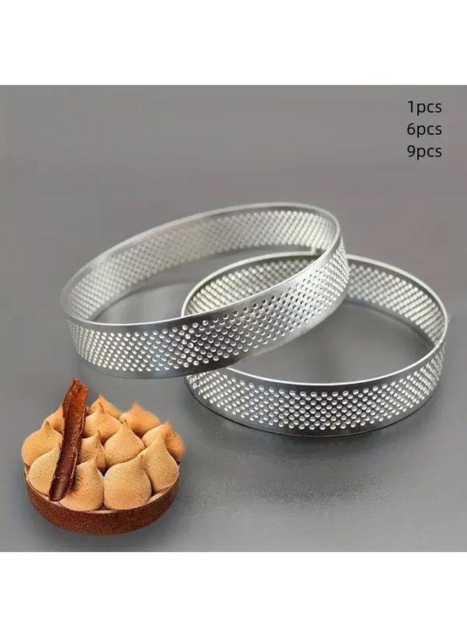 6 Pcs 2.36 Inch Stainless Steel Round Mousse Ring Punching Tower Kit Baking Mold Manual Use For Cake Desserts - Image 1