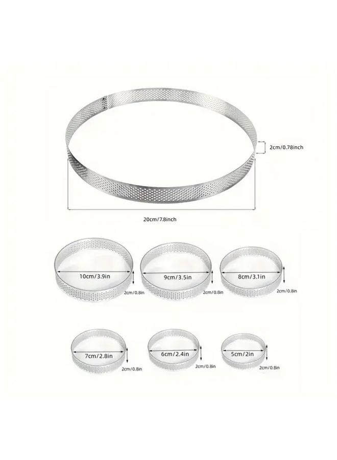 6 Pcs 2.36 Inch Stainless Steel Round Mousse Ring Punching Tower Kit Baking Mold Manual Use For Cake Desserts - Image 3