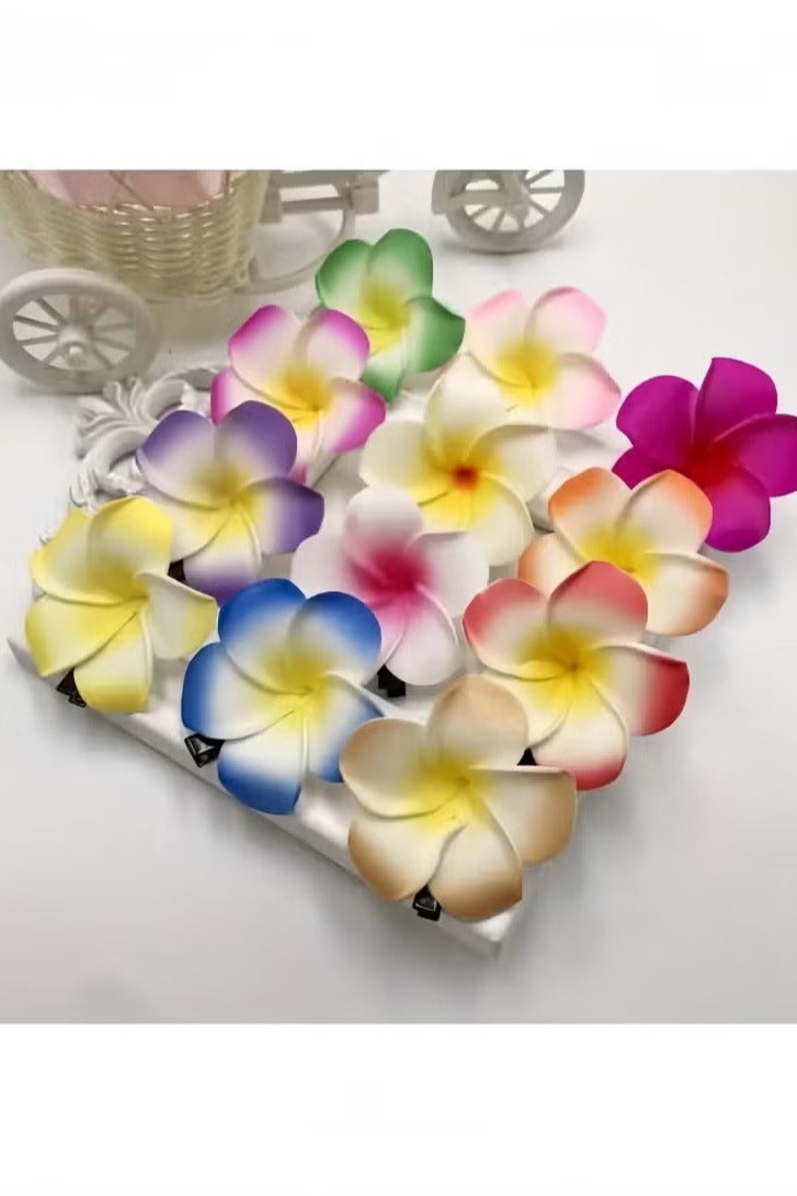 12 قطعة من مشابك الشعر بتصميم بوهو شيك مع تصميم زهور - مشابك شعر مصنوعة من مادة البولي فينيل كلوريد على شكل زهور - Image 1