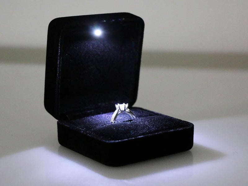 Omeet Big Size Velvet Metal Glossy with LED Jewelry Gift Box for Proposal, Engagement, Wedding - Suitable for a pair of rings - Image 5
