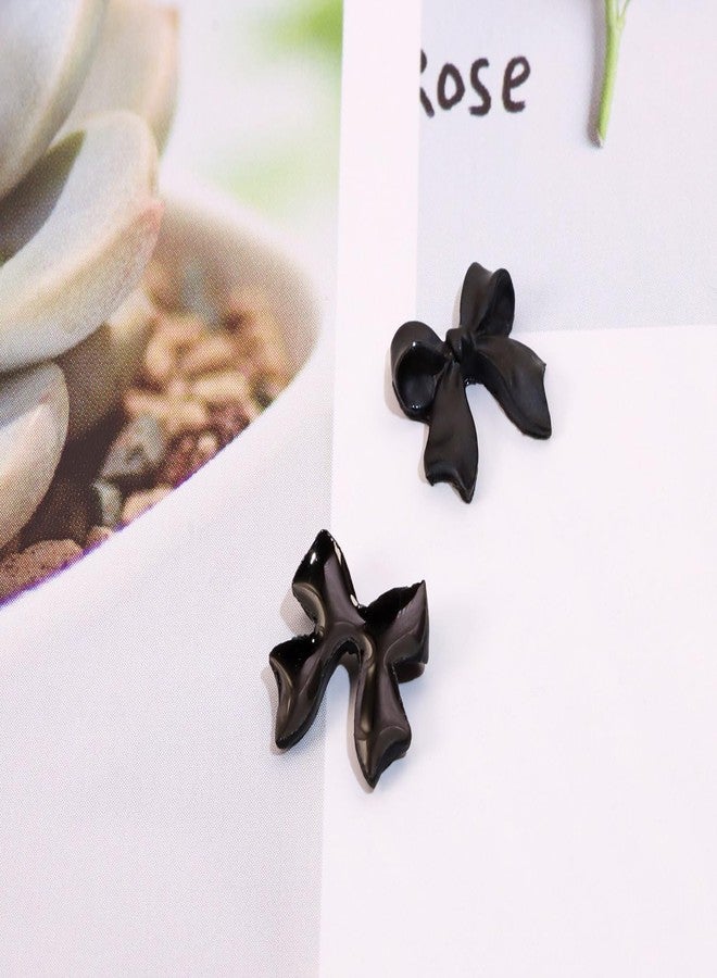 PPhtony Acrylic Flatback Nail Bows Rhinestones Charms Gems for Women Girls Nail Art Design Nail Accessories DIY Decoration, 50PCS (Black) - Image 3