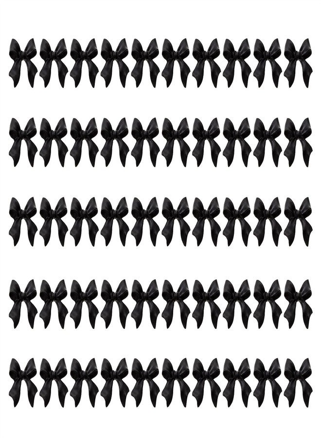 PPhtony Acrylic Flatback Nail Bows Rhinestones Charms Gems for Women Girls Nail Art Design Nail Accessories DIY Decoration, 50PCS (Black) - Image 1