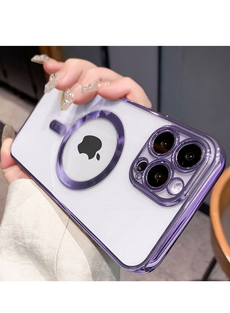 For iPhone 14 Pro Max Clear Case Slim Plating MagSafe Magnetic Cover - Image 3