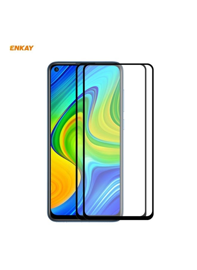 ENKAY Screen Protector For Redmi 10X 4G / Redmi Note 9 2 PCS ENKAY Hat-Prince Full Glue 0.26mm 9H 2.5D Tempered Glass Full Coverage Film 