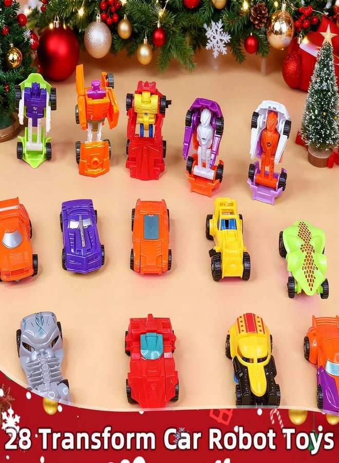 AMENON 28 Pack Christmas Stocking Stuffers Transforming Car Robot Toys for Kids, 14 Styles Prefilled Mini Vehicle Xmas Gifts for Grandkids Boys Girls Party Favors, Birthday, Game Prizes Goodie Bag Fillers - Image 5