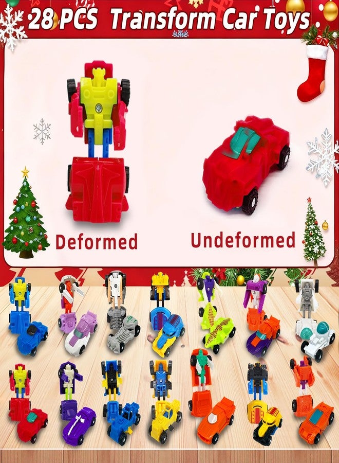 AMENON 28 Pack Christmas Stocking Stuffers Transforming Car Robot Toys for Kids, 14 Styles Prefilled Mini Vehicle Xmas Gifts for Grandkids Boys Girls Party Favors, Birthday, Game Prizes Goodie Bag Fillers - Image 2
