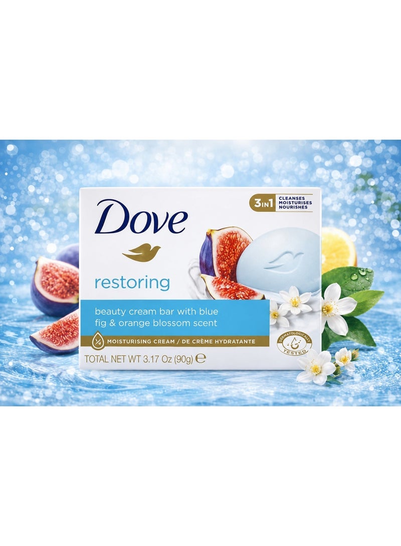 Dove Bundle Soap Saver Exfoliating Pouch with Dove Moisturising Soap Bars (Blue Fig & Orange Blossom) 90g - 4PC - Image 2