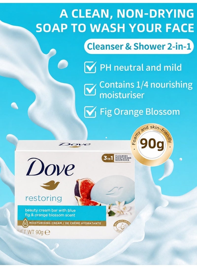 Dove Bundle Soap Saver Exfoliating Pouch with Dove Moisturising Soap Bars (Blue Fig & Orange Blossom) 90g - 4PC - Image 3