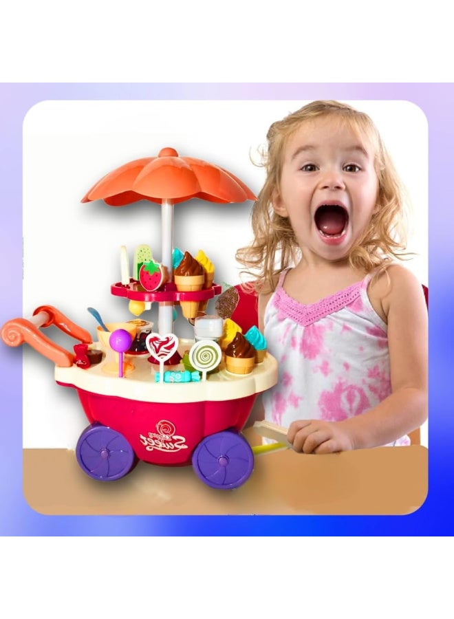 مجموعة ألعاب الآيس كريم الرائعة للأطفال، 36 قطعة، مع الحلويات، المصاصات، الشوكولاتة، مساحة تخزين كبيرة، الموسيقى، هدية لعب الأدوار للبنات - Image 5