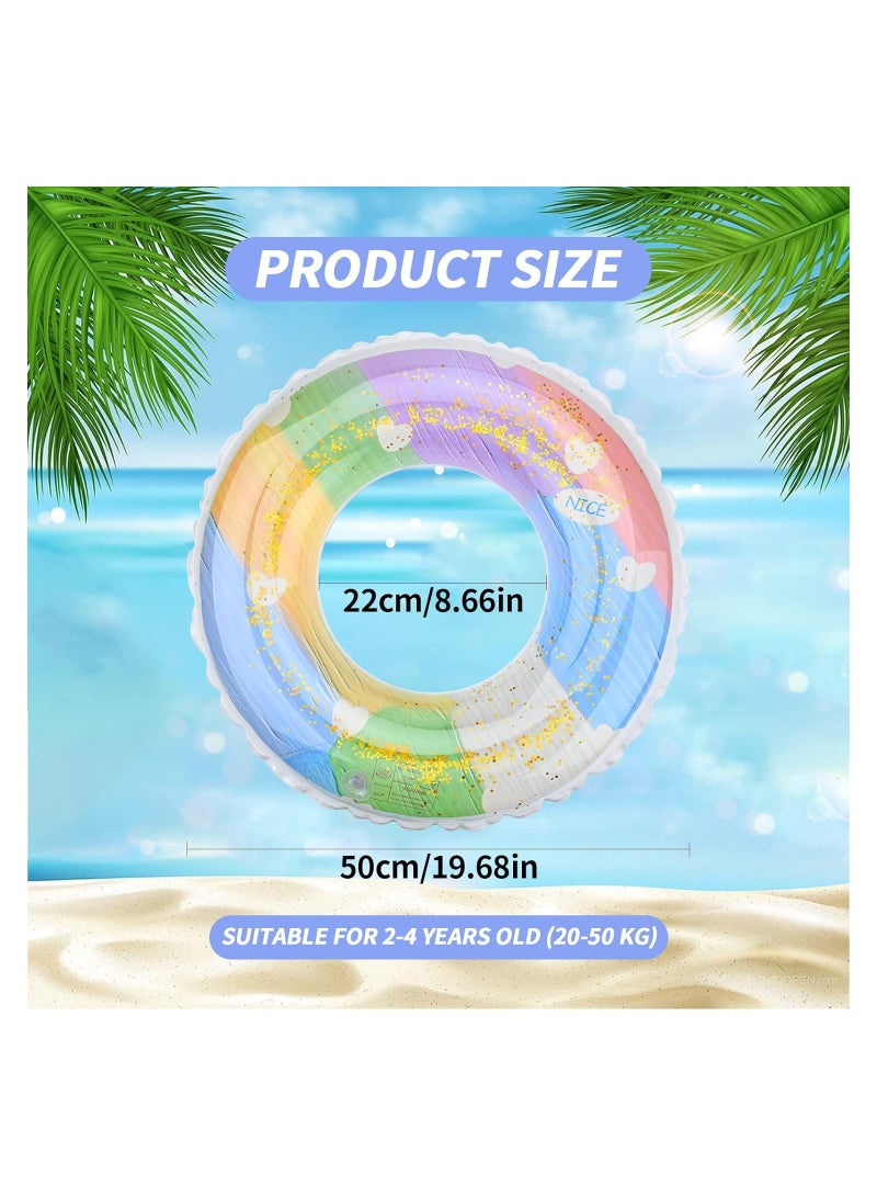 SYOSI Inflatable Swimming Ring, Pool Float Toys Rubber Ring, Swimming Pool Floats Ring with Sequins, Rainbow Floating Ring Durable Swim Ring, for Kids Boys Girls Summer Pool Party, Ocean, Lake, River - Image 2