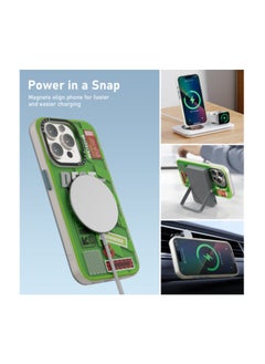 Mezone Destroyer iPhone 15 Pro MagSafe Case, Shockproof & Reinforced Corners With Airguard, Strong Magnetic Lock, Anti-Yellowing & Detachable Metal Button, Yellow Green  - Image 3