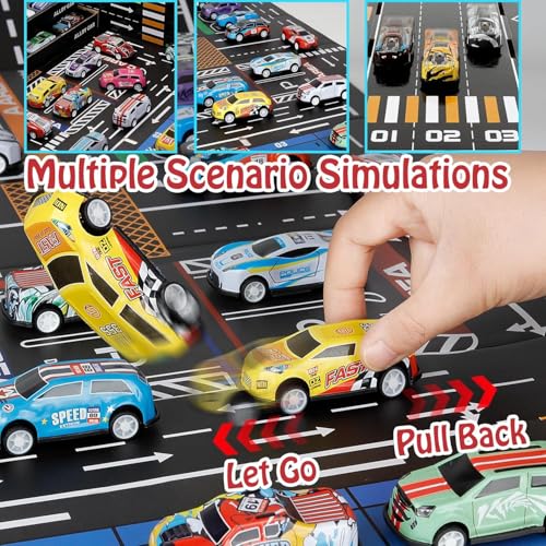 RAMNATH IMPEX RAMNATH 48pcs Mini Alloy Die-Cast Cars Set with Storage Box – Assorted Metal Pull Back Vehicles Toy for Kids, Boys & Girls Ages 3+, Birthday Gift, Travel & Play Organizer Case.(Car Container Track) - Image 4