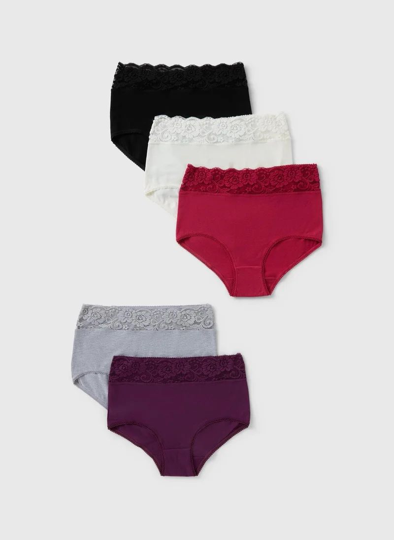 Matalan 5 Pack Multicolour Lace Trim Full Briefs