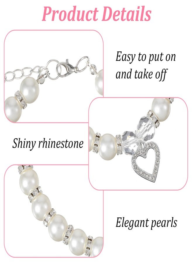 Nogeqi 2 Pcs Pearl Cat Collar, Cute Cat Collar with Small Heart Shape Rhinestone, Pearl Dog Collar, Kitten Collar,Pet Jewelry Accessories for Puppy Small Cats(White, Rose Red) - Image 4