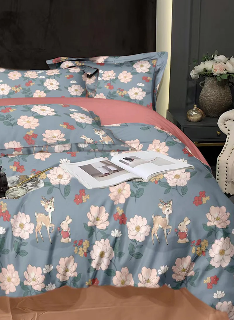 سيد المنسوجات المنزلية طقم لحاف مخملي مزخرف من ماستر هوم، 4 قطع مقاس كوين، يناسب سرير كوين مقاس 160 × 200 سم، ناعم ودافئ