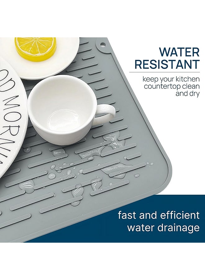 O Ozone (2 Pack) Silicone Dish Drying Mat|Non-Slip Quick-Drying Drainer Mat for Kitchen Sink, Heat Resistant Dish Drainer Board (30 x 20 cm)- Grey - Image 3