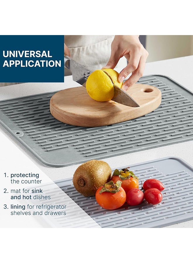 O Ozone (2 Pack) Silicone Dish Drying Mat|Non-Slip Quick-Drying Drainer Mat for Kitchen Sink, Heat Resistant Dish Drainer Board (30 x 20 cm)- Grey - Image 4