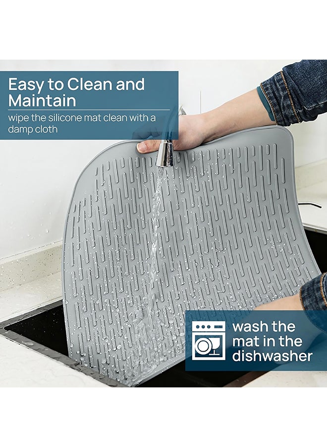 O Ozone (2 Pack) Silicone Dish Drying Mat|Non-Slip Quick-Drying Drainer Mat for Kitchen Sink, Heat Resistant Dish Drainer Board (30 x 20 cm)- Grey - Image 5