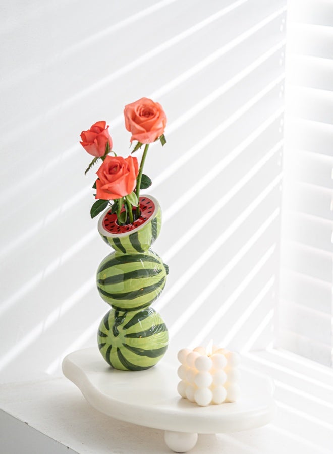 مزهرية فواكه خزفية زهرة - ديكور منزلي ومكتبي بسيط - Image 2