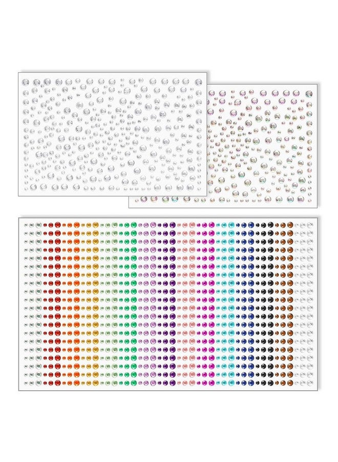 MAYCREATE® 1600pcs Face Gem Rhinestones Sticker Kits, 3/4/5/6 mm Self Adhesive Flatback Glitter Crystal Gems for Makeup, Assorted Color Face Jewels Diamonds for DIY Craft, Clothes Making, Nail Art - Image 1